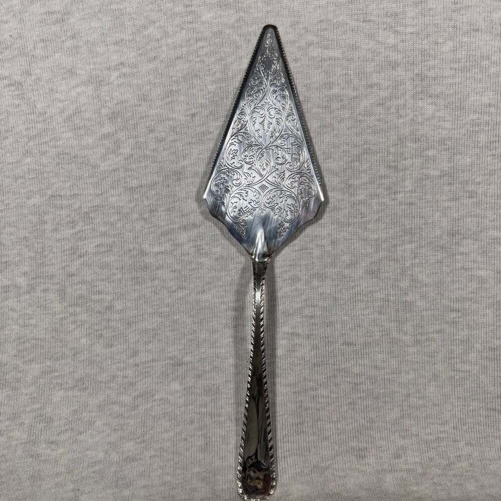 Vintage Silverplated Ornate Scroll Floral Cake Pie Server Made in Italy